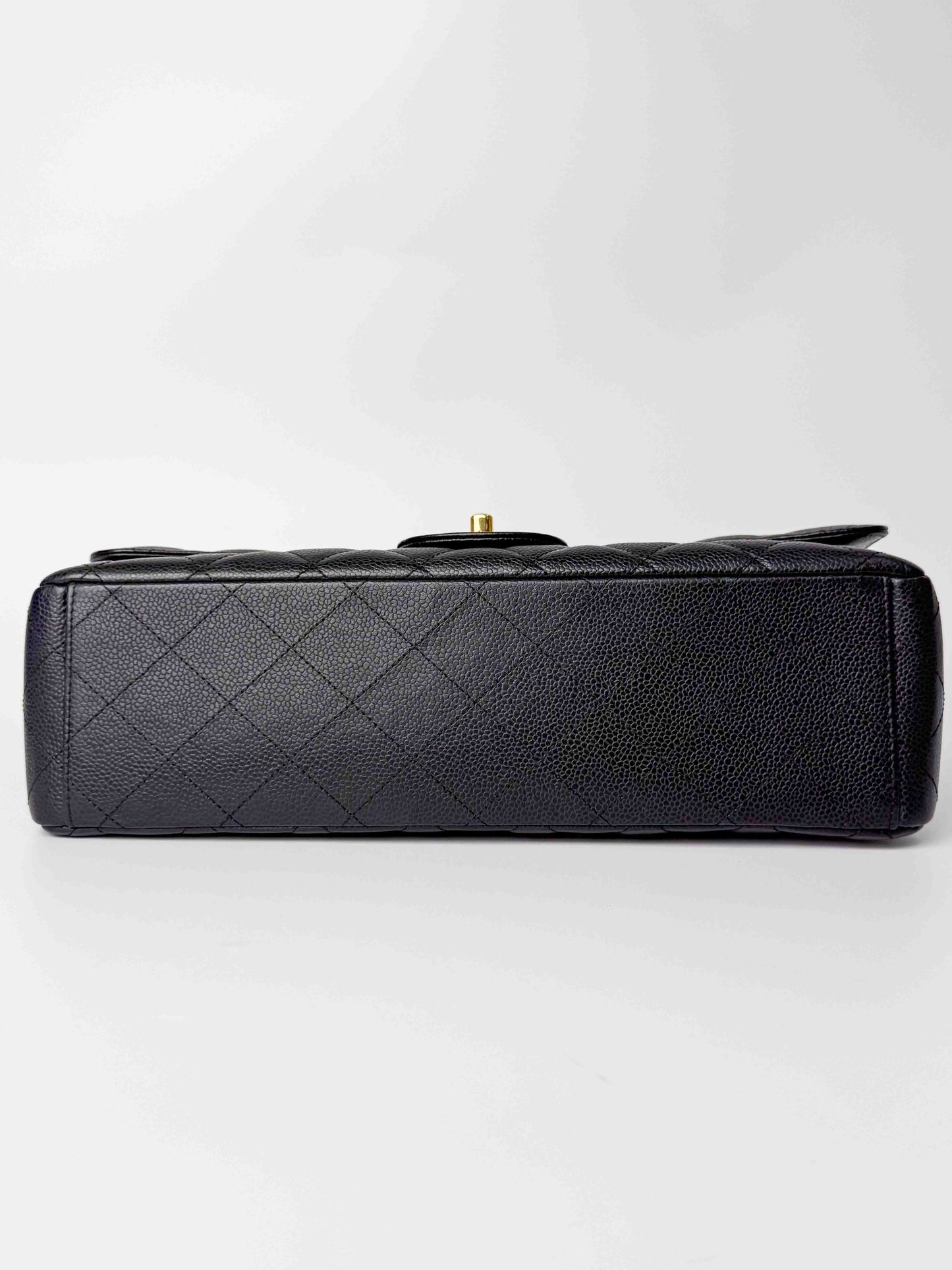(A124) Chanel Black Caviar Maxi Double Flap, Gold Hardware