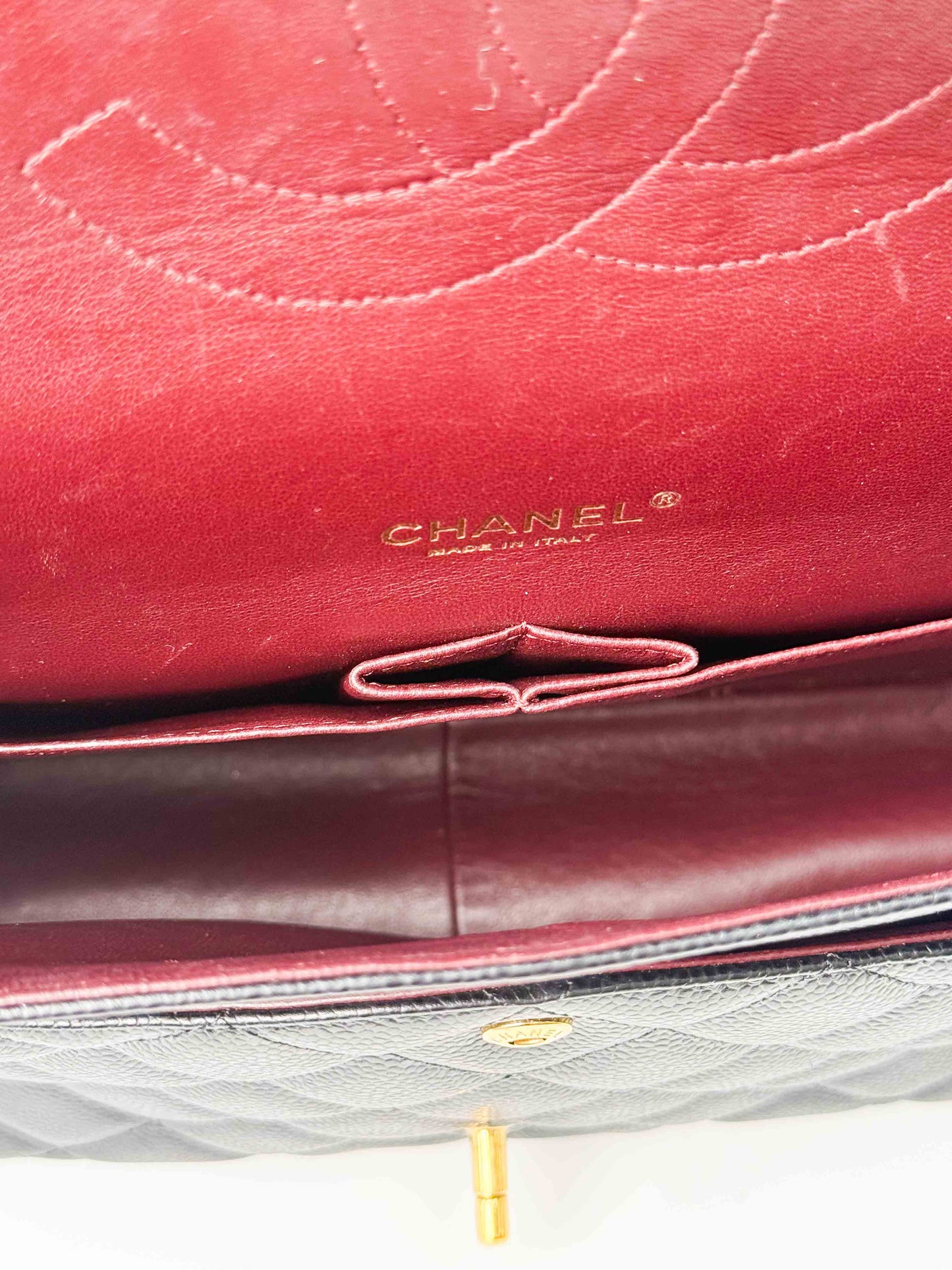 (A124) Chanel Black Caviar Maxi Double Flap, Gold Hardware
