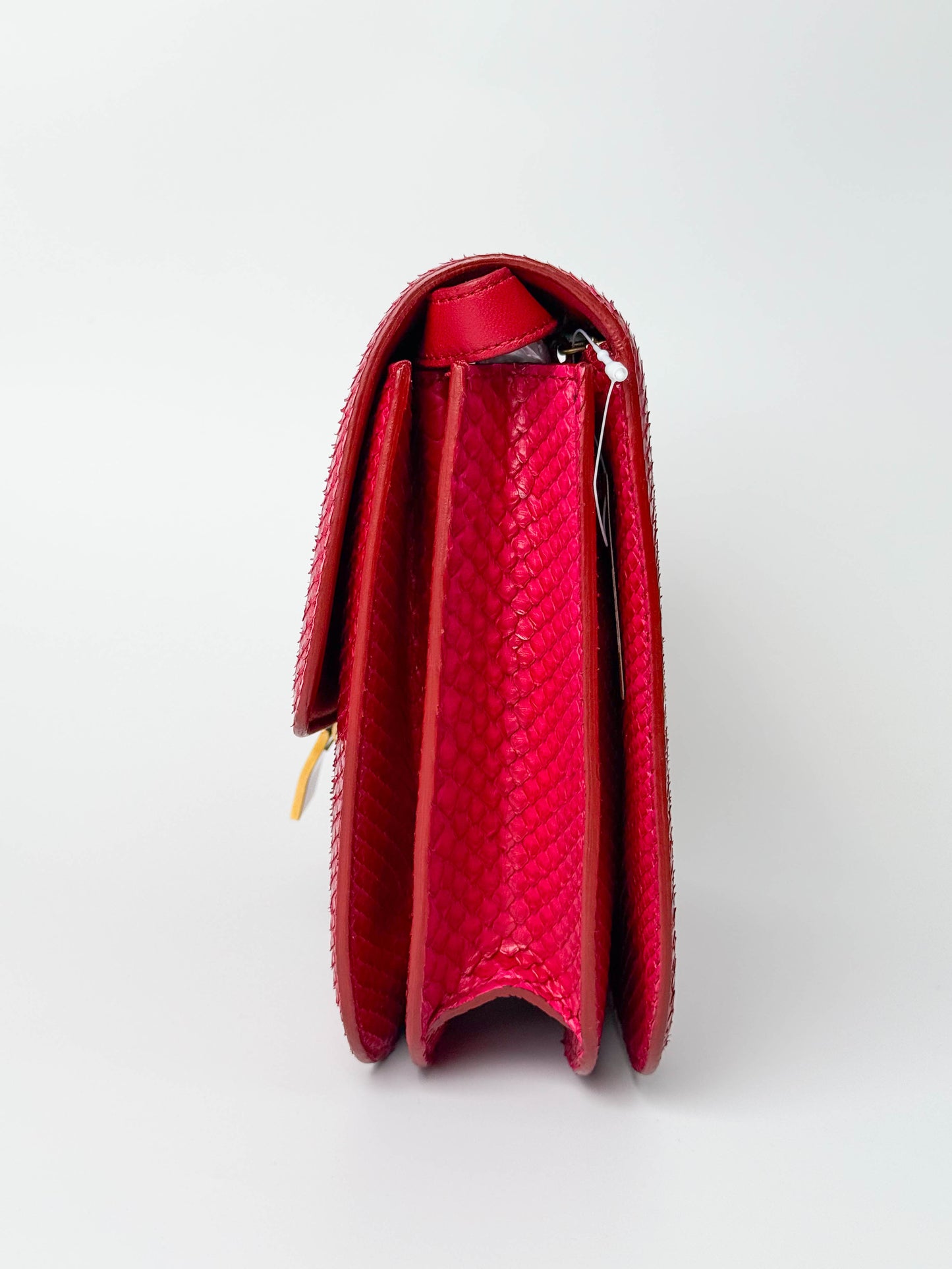 (A98) Celine Fuschia Pink Python Box Bag Gold Hardware