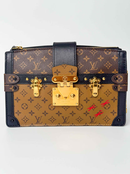 (A93) Louis Vuitton Monogram Petite Malle Gold Hardware