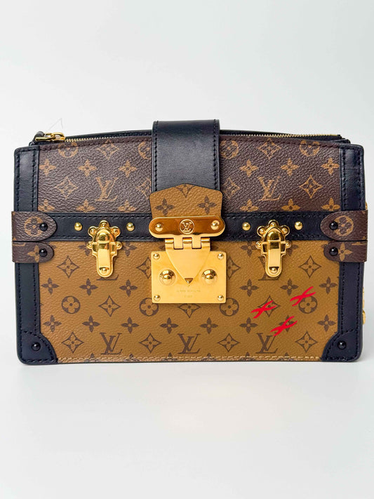 (A93) Louis Vuitton Monogram Petite Malle Gold Hardware