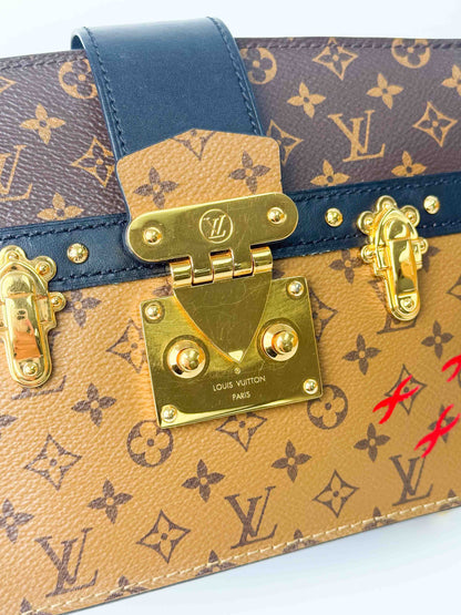 (A93) Louis Vuitton Monogram Petite Malle Gold Hardware