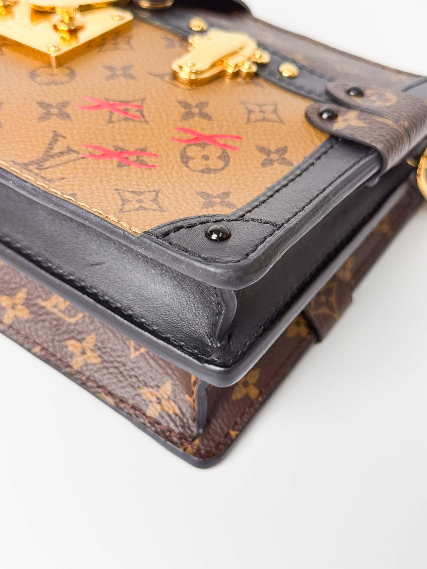(A93) Louis Vuitton Monogram Petite Malle Gold Hardware