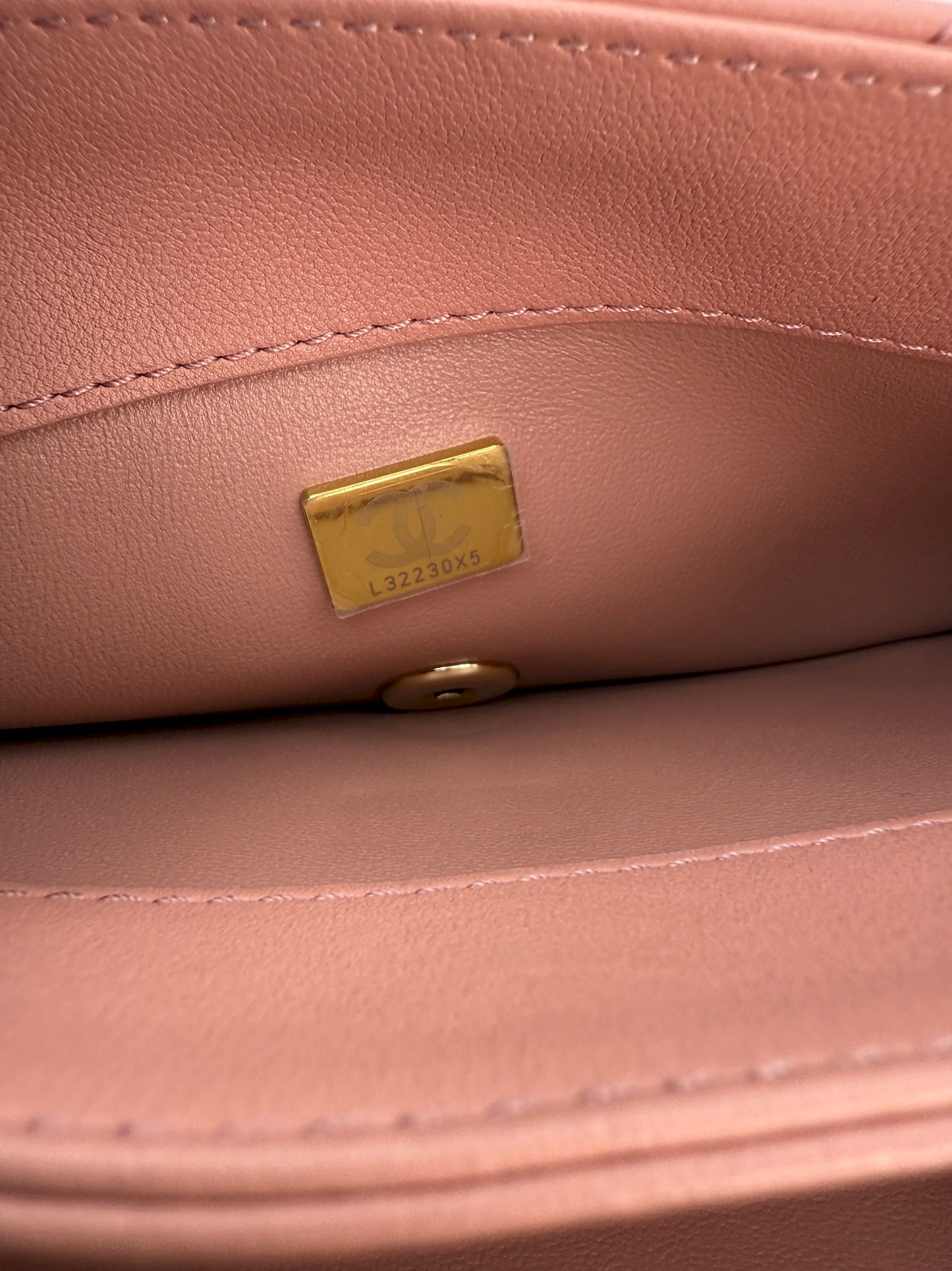 (AJ8) Chanel Pink Calf Leather Quilted Flap Bag, Champagne Gold Hardware