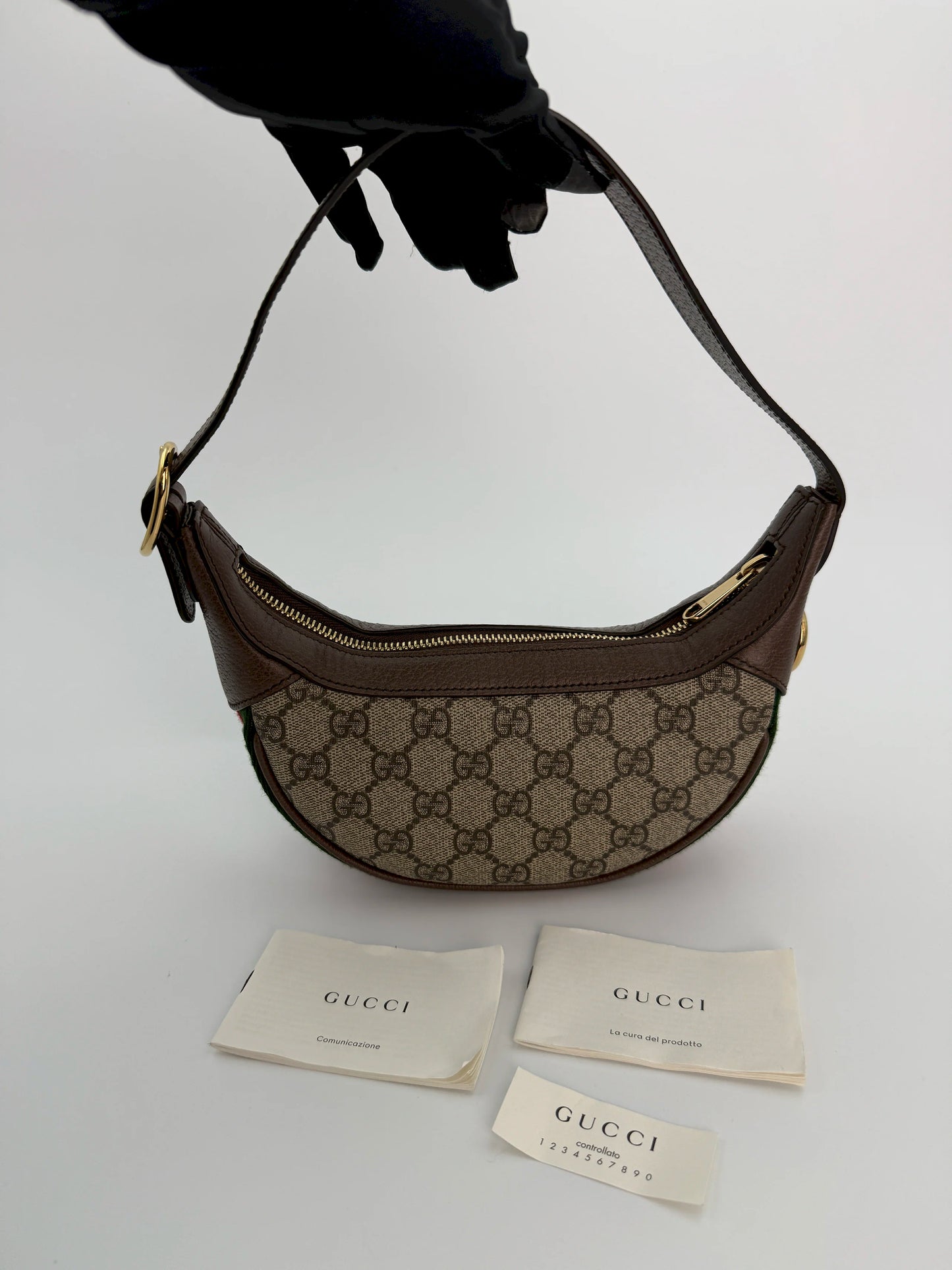 (AJ7) Gucci Ophidia Mini Shoulder Bag, Yellow Gold Hardware