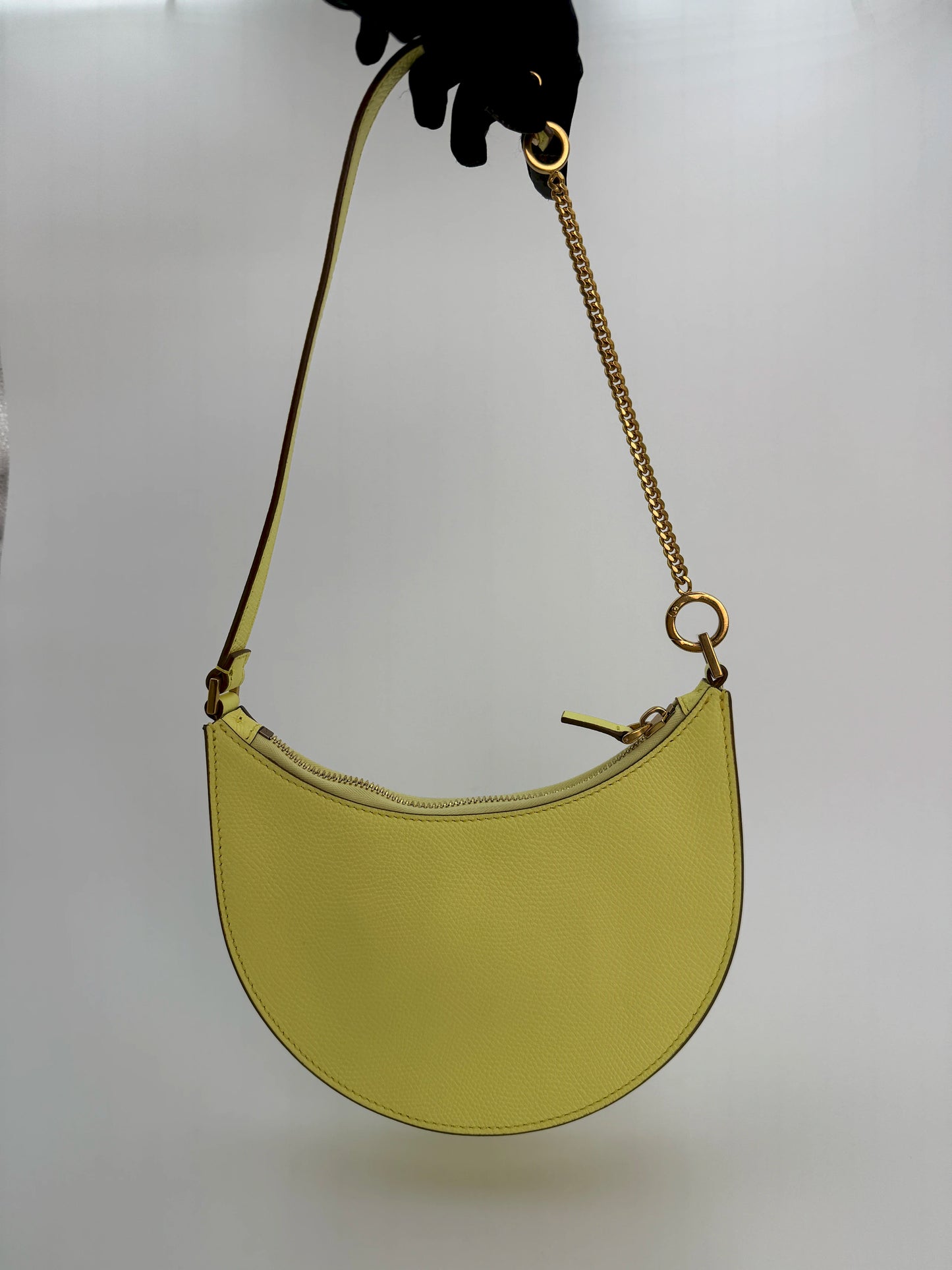 (AJ6) Valentino Garavani Yellow Calf Leather Mini VLogo Signature Hobo Bag, Gold Hardware