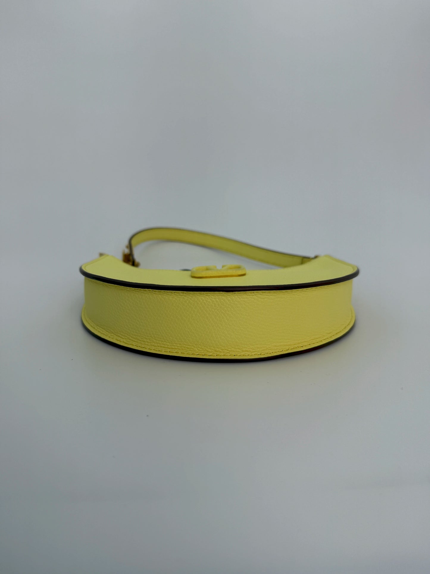 (AJ6) Valentino Garavani Yellow Calf Leather Mini VLogo Signature Hobo Bag, Gold Hardware