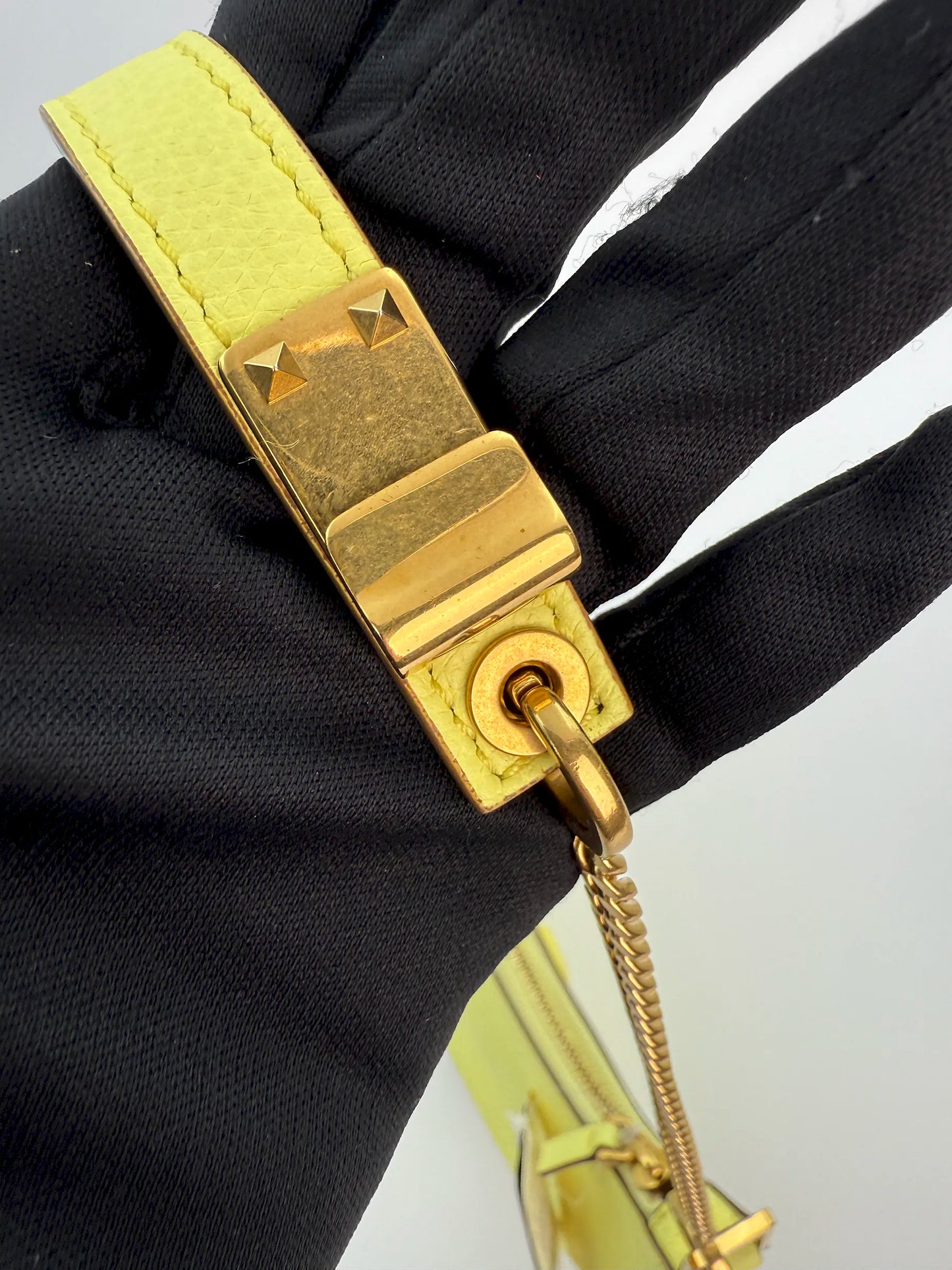 (AJ6) Valentino Garavani Yellow Calf Leather Mini VLogo Signature Hobo Bag, Gold Hardware