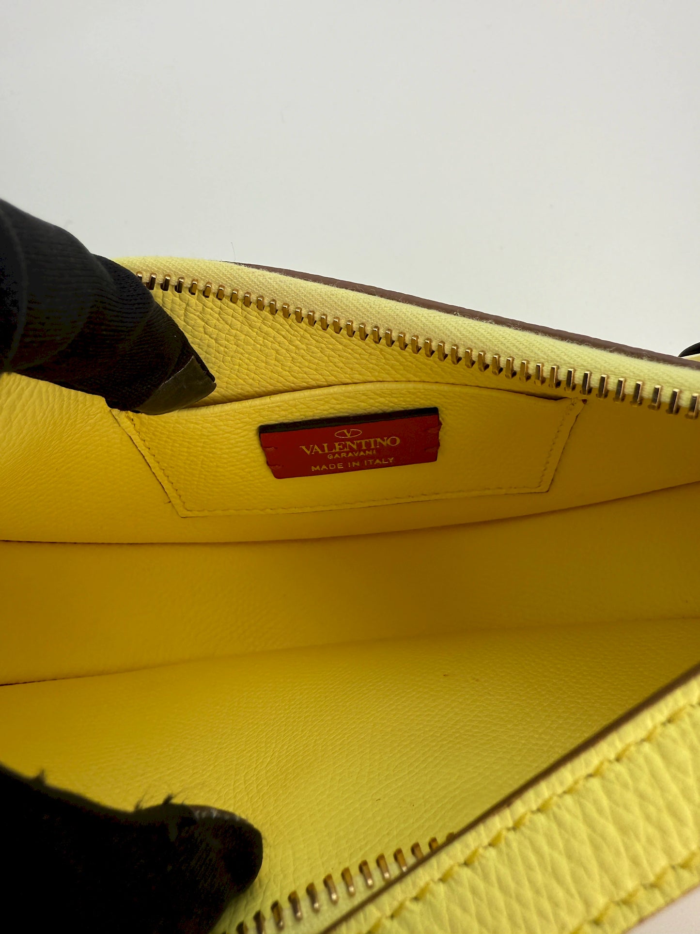 (AJ6) Valentino Garavani Yellow Calf Leather Mini VLogo Signature Hobo Bag, Gold Hardware