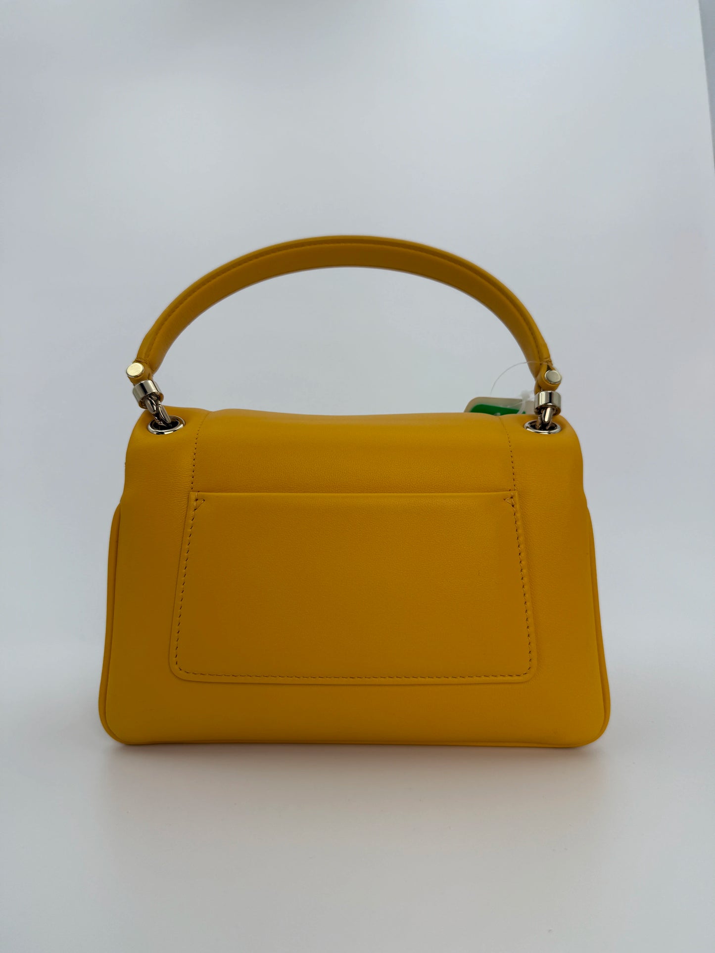 (AJ5) Bvlgari Yellow Calf Leather Serpenti Reverse Shoulder/Crossbody Bag, Champagne Gold Hardware