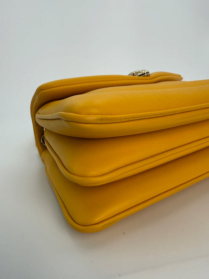 (AJ5) Bvlgari Yellow Calf Leather Serpenti Reverse Shoulder/Crossbody Bag, Champagne Gold Hardware