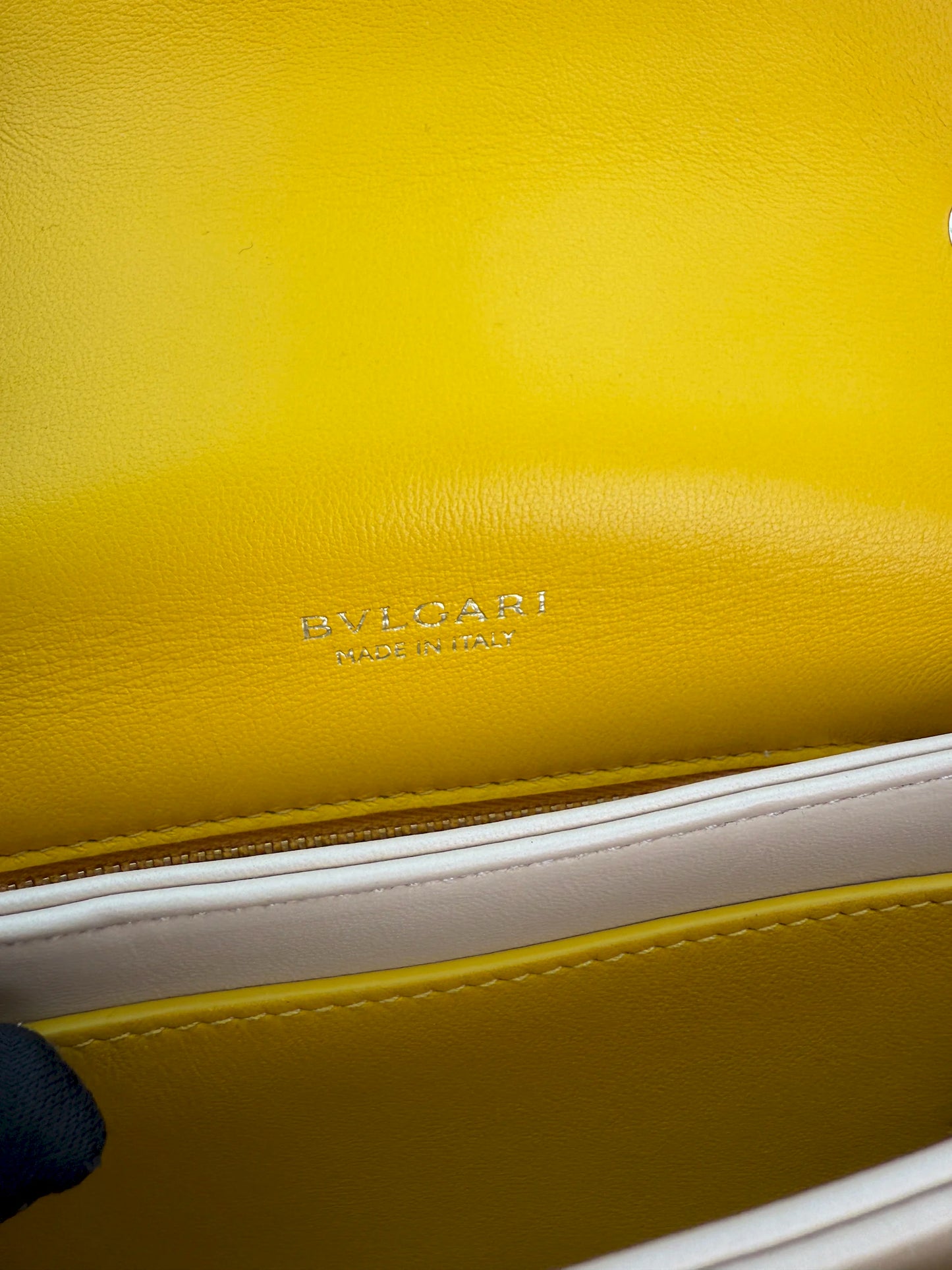 (AJ5) Bvlgari Yellow Calf Leather Serpenti Reverse Shoulder/Crossbody Bag, Champagne Gold Hardware