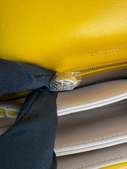 (AJ5) Bvlgari Yellow Calf Leather Serpenti Reverse Shoulder/Crossbody Bag, Champagne Gold Hardware