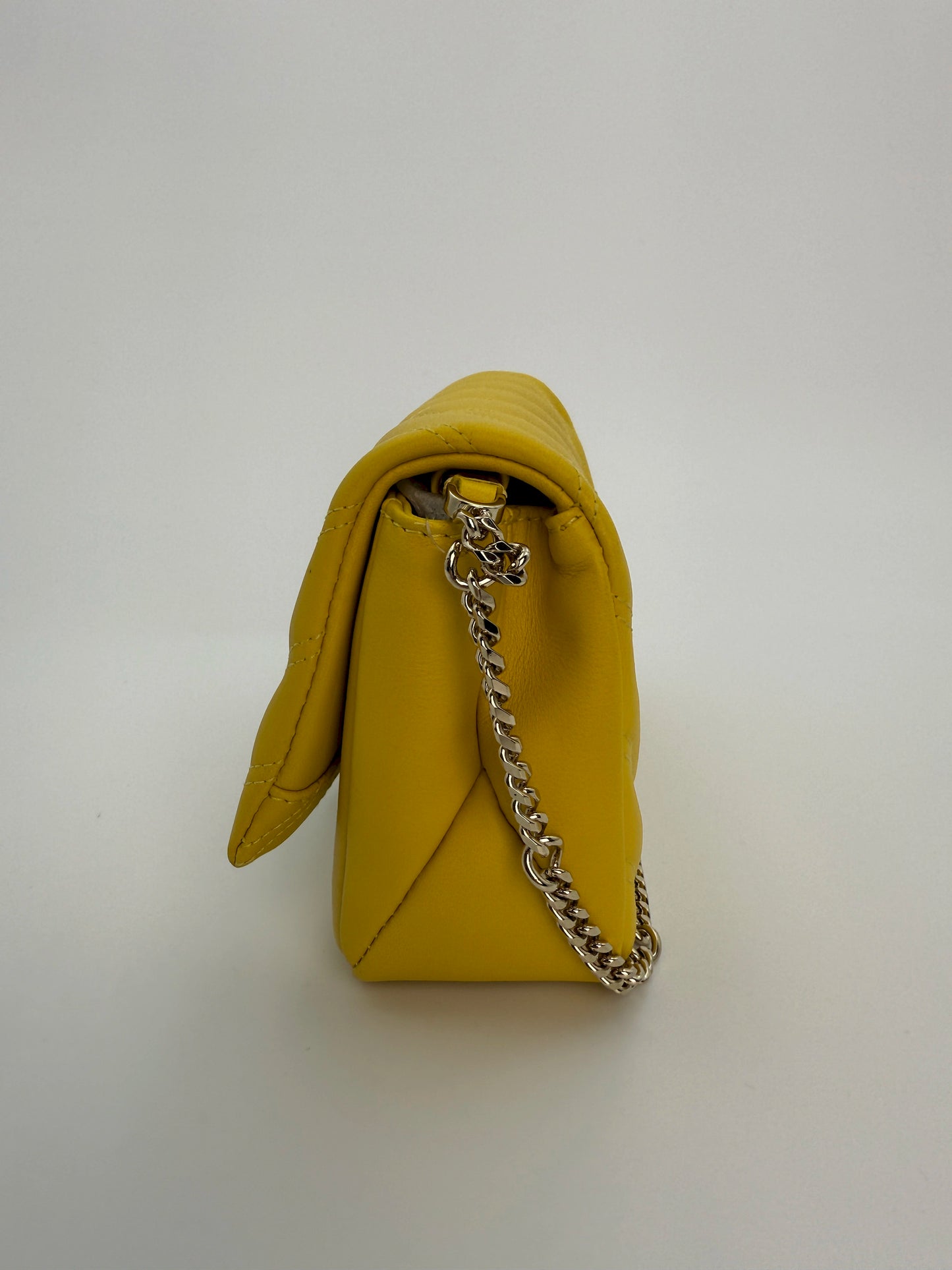(AJ3) Bvlgari Yellow Calf Leather Serpenti Cabochon Chain Crossbody Bag, Champagne Gold Hardware