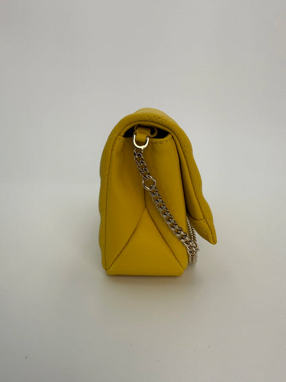 (AJ3) Bvlgari Yellow Calf Leather Serpenti Cabochon Chain Crossbody Bag, Champagne Gold Hardware