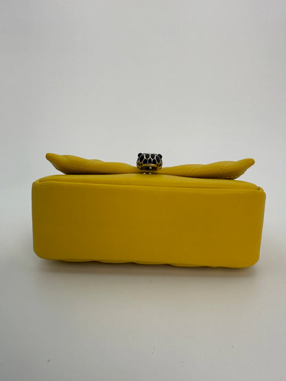 (AJ3) Bvlgari Yellow Calf Leather Serpenti Cabochon Chain Crossbody Bag, Champagne Gold Hardware