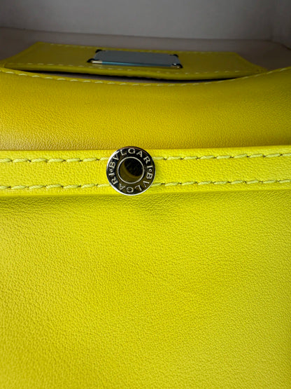 (AJ3) Bvlgari Yellow Calf Leather Serpenti Cabochon Chain Crossbody Bag, Champagne Gold Hardware