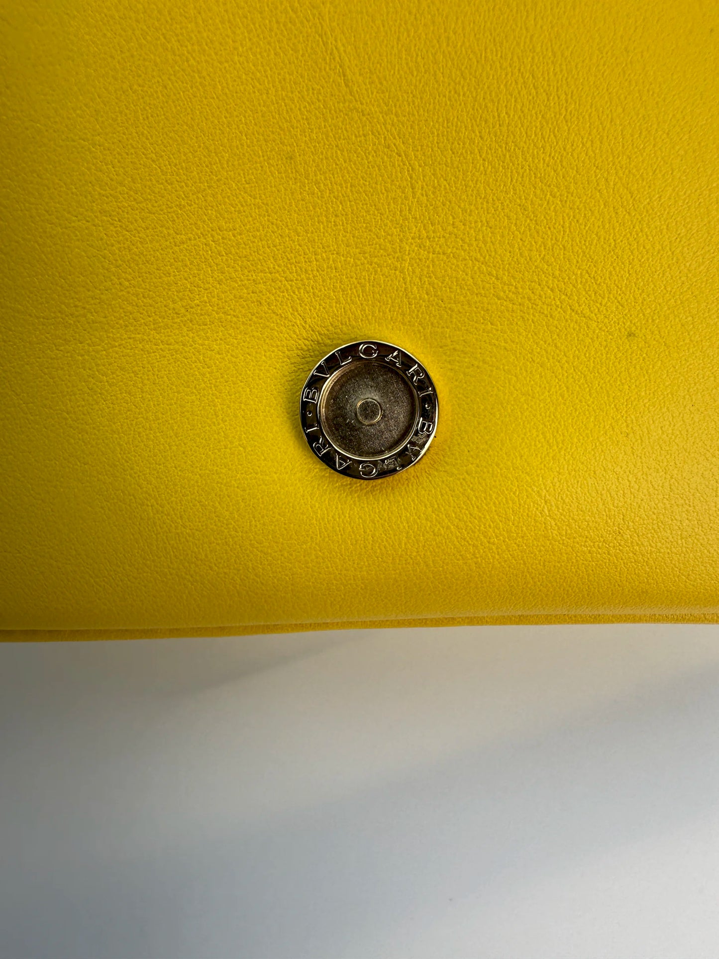 (AJ3) Bvlgari Yellow Calf Leather Serpenti Cabochon Chain Crossbody Bag, Champagne Gold Hardware
