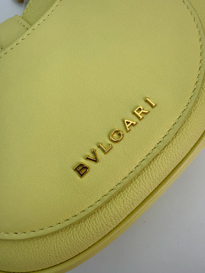 (AJ2) Bvlgari Yellow Calf Leather Small Serpenti Ellipse 2-Way Bag, Gold Hardware
