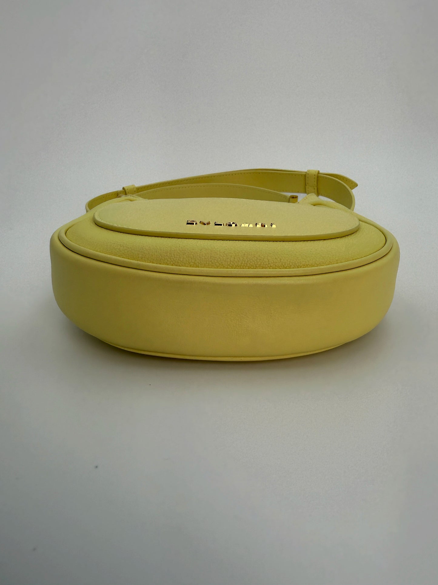 (AJ2) Bvlgari Yellow Calf Leather Small Serpenti Ellipse 2-Way Bag, Gold Hardware