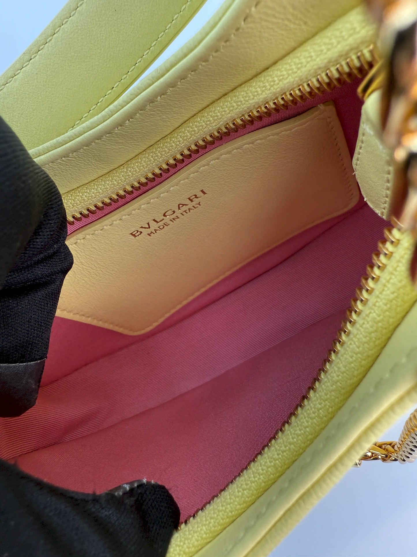 (AJ2) Bvlgari Yellow Calf Leather Small Serpenti Ellipse 2-Way Bag, Gold Hardware