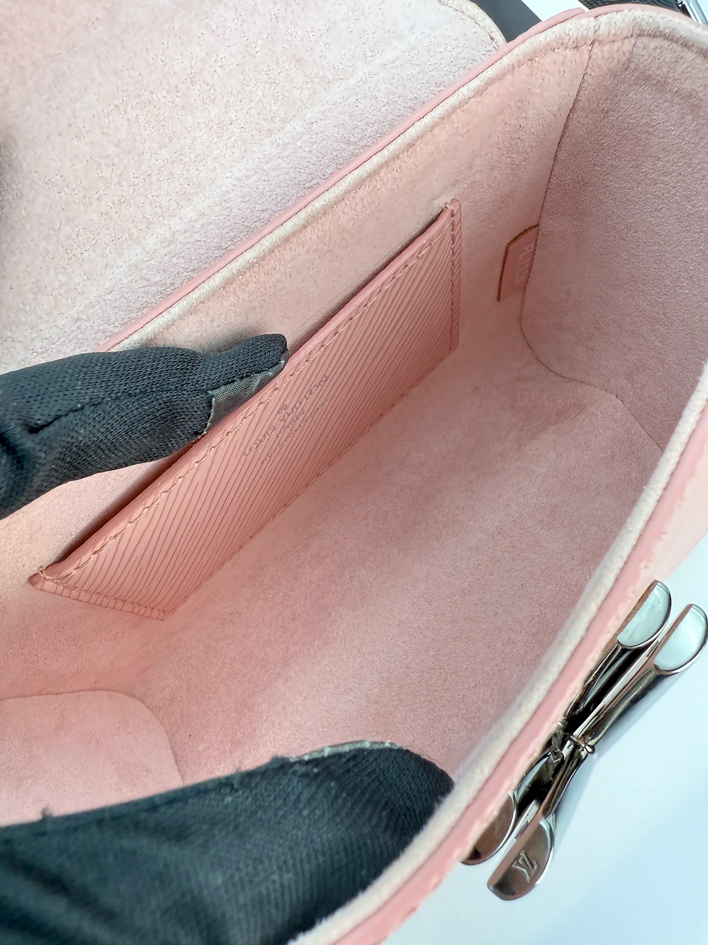 (AJ9) Louis Vuitton Small Epi Twist Crossbody Bag, Silver Hardware