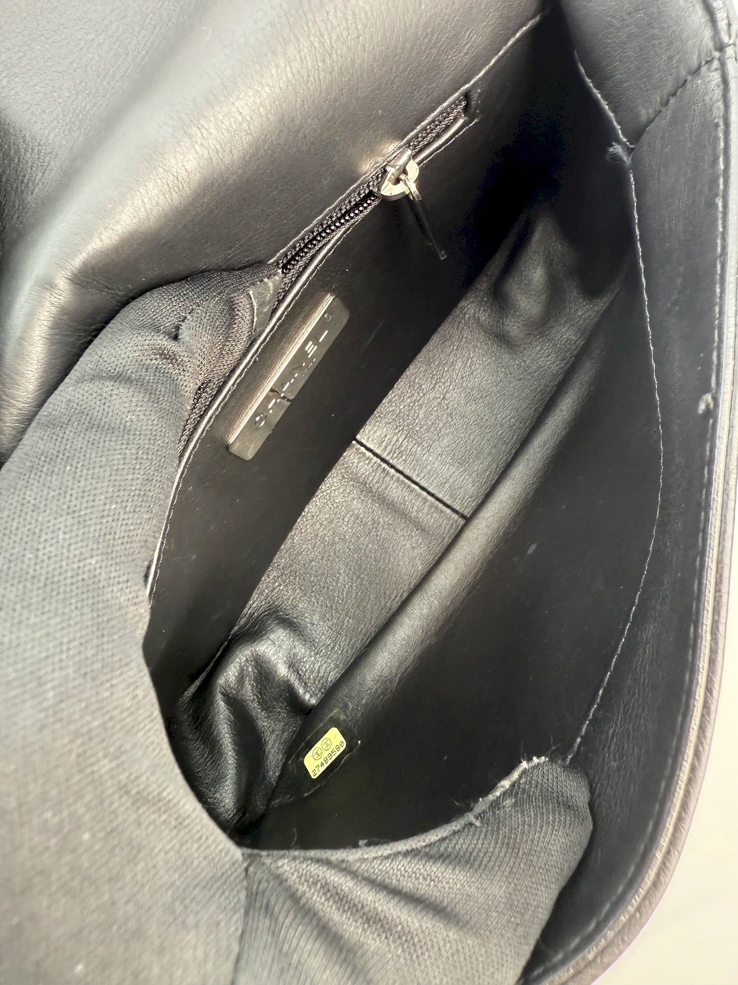 (AJ11) Chanel Black Calf Leather Small Precious Union Flap Bag, Mixed Hardware