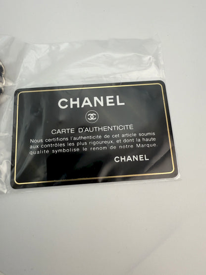 (AJ21) Chanel Navy Black Caviar Wallet on Chain, Silver Hardware