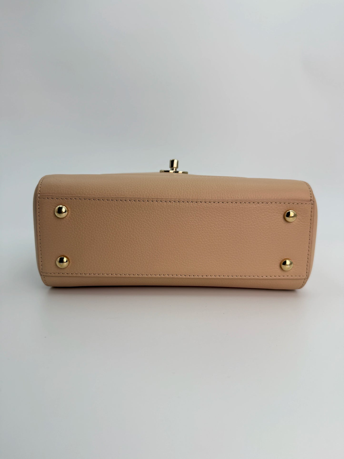 (AJ14) Chanel Beige Small Calfskin Executive Tote 2-Way Bag, Champagne Gold Hardware