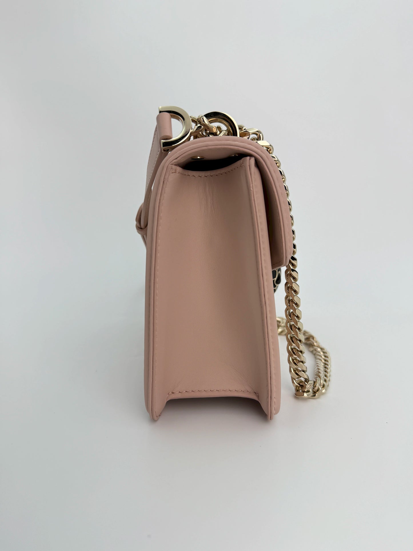(AJ16) Bvlgari Pink Leather Serpenti Flap Bag, Champagne Gold Hardware