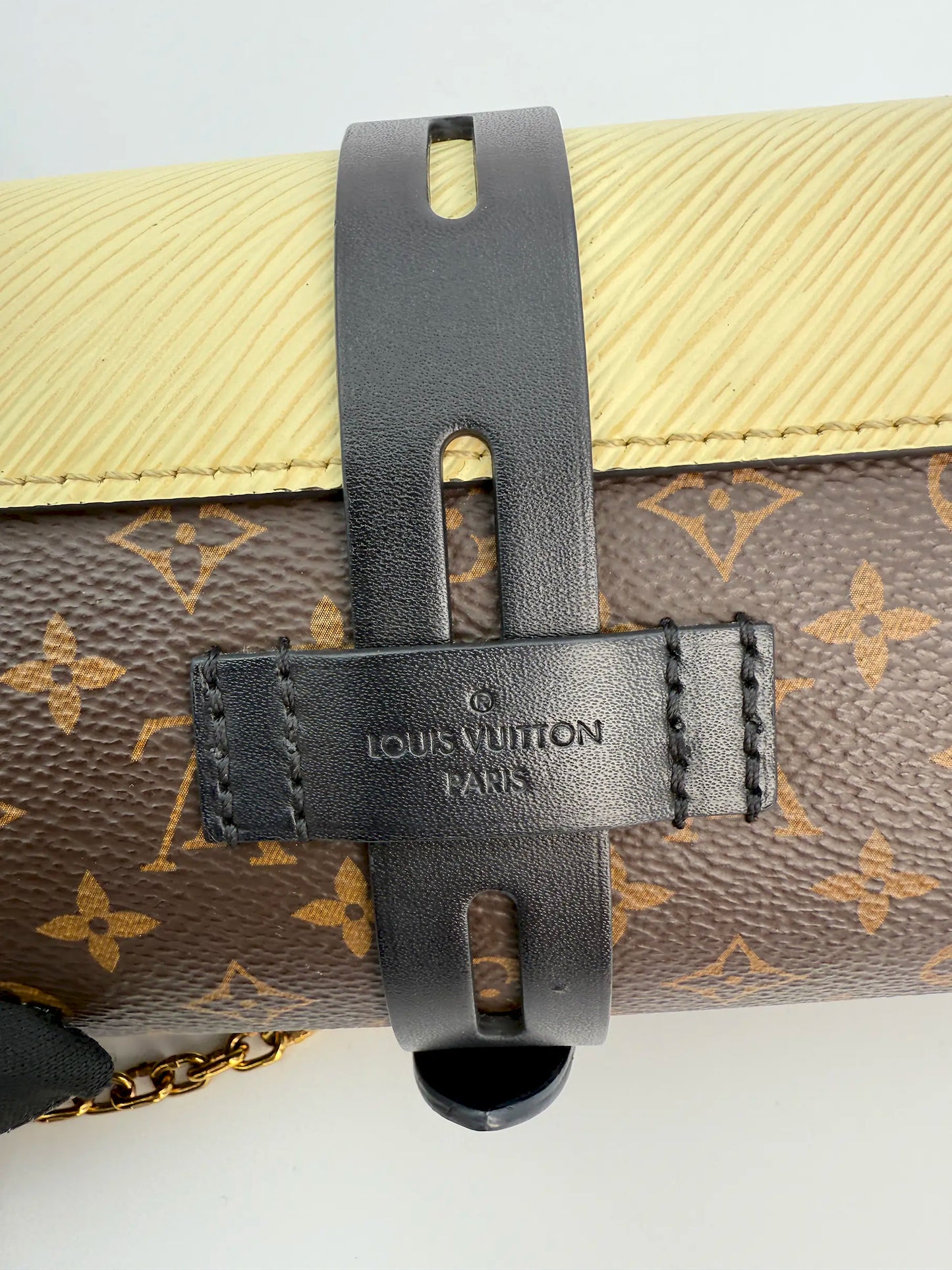 (AJ23) Louis Vuitton Glasses Case Bag, Monogram Canvas and Epi Leather, Gold Hardware