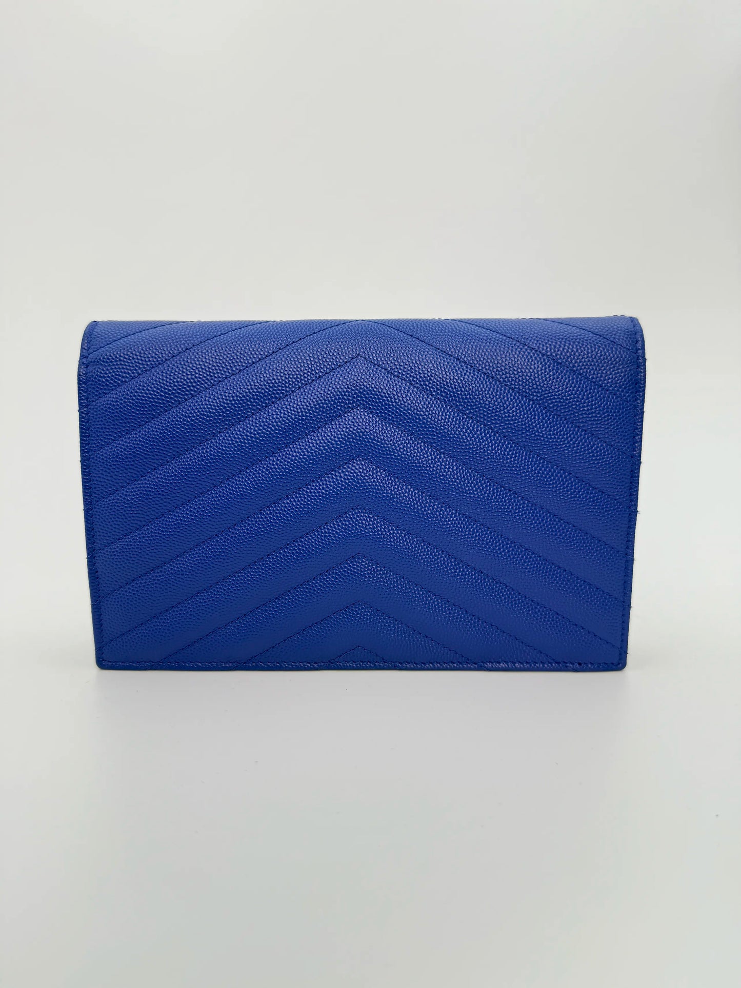 (AJ27) YSL Blue Caviar Cassandre Wallet on Chain, Gold Hardware
