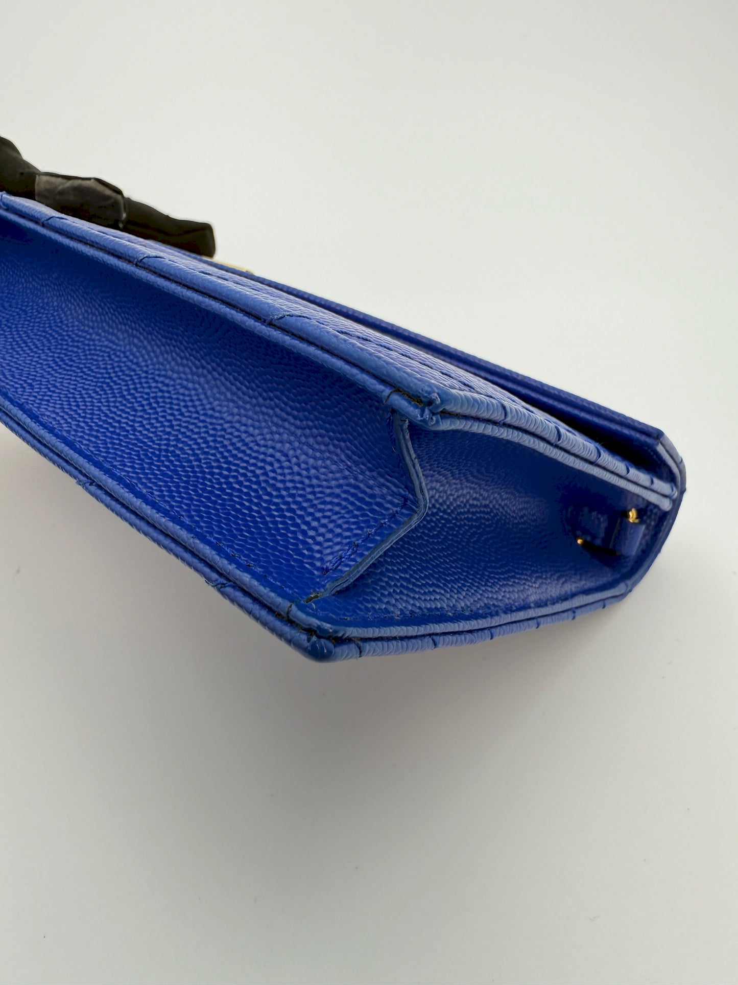 (AJ27) YSL Blue Caviar Cassandre Wallet on Chain, Gold Hardware