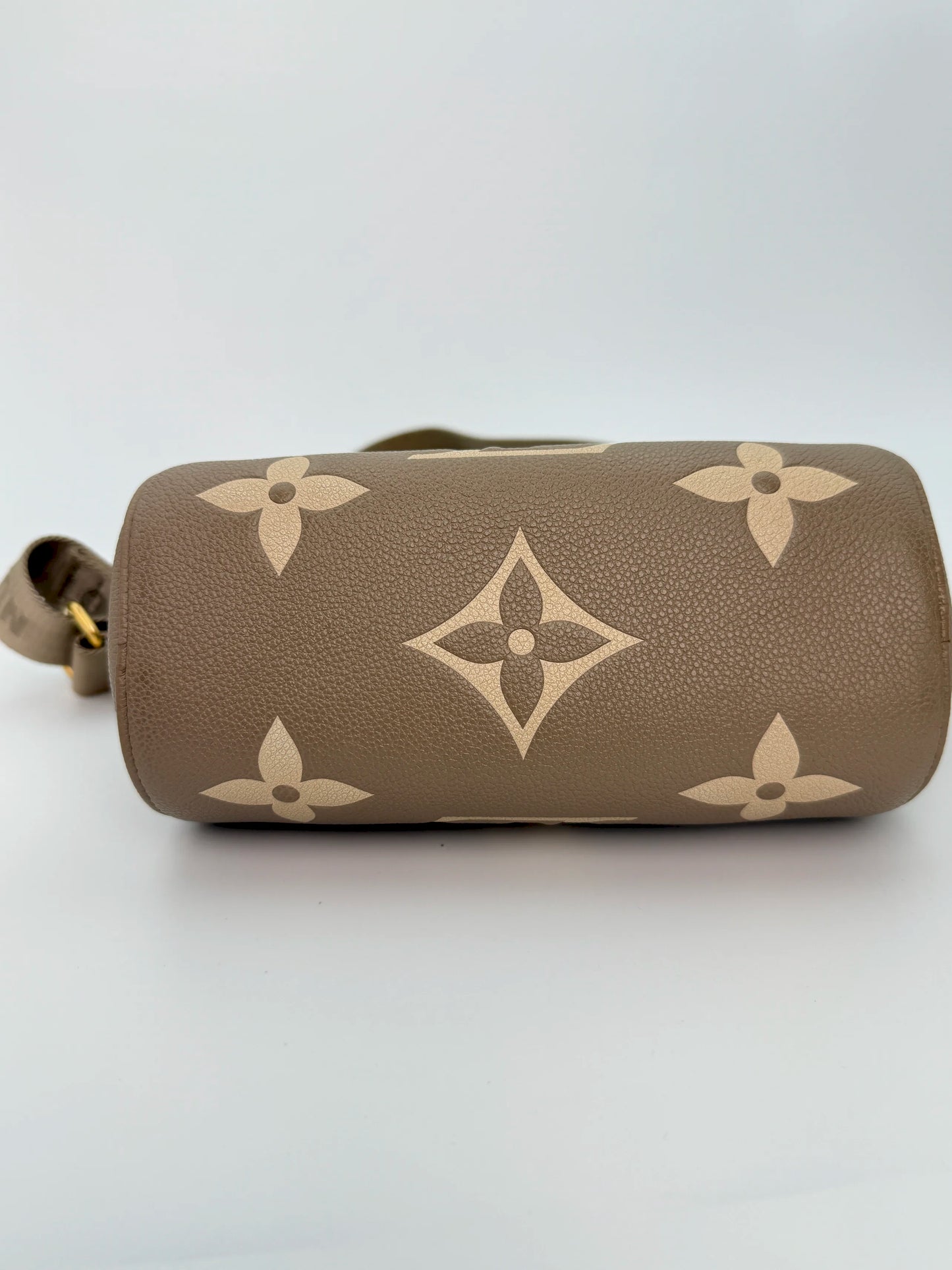 (AJ28) Louis Vuitton Beige Monogram Empreinte Papillon BB Crossbody Bag, Gold Hardware