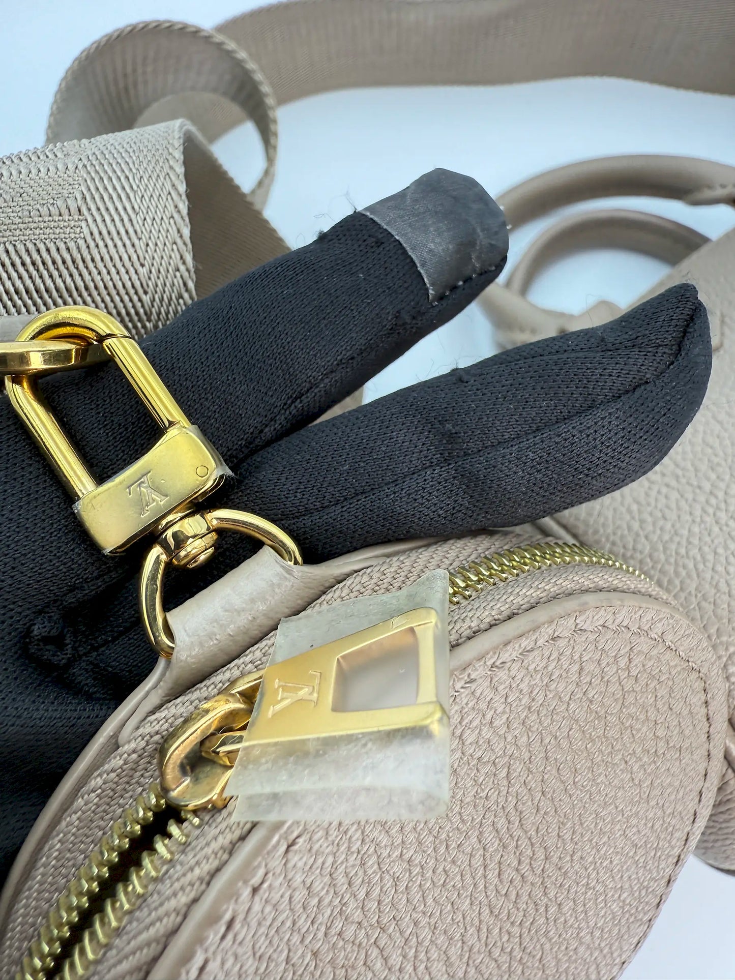(AJ28) Louis Vuitton Beige Monogram Empreinte Papillon BB Crossbody Bag, Gold Hardware