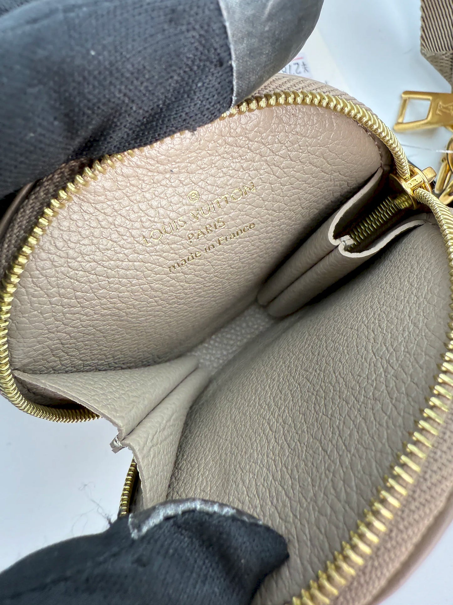 (AJ28) Louis Vuitton Beige Monogram Empreinte Papillon BB Crossbody Bag, Gold Hardware