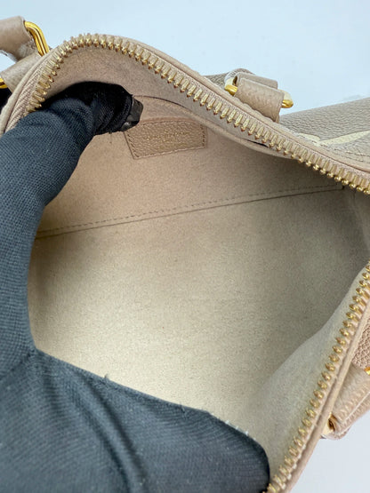 (AJ28) Louis Vuitton Beige Monogram Empreinte Papillon BB Crossbody Bag, Gold Hardware