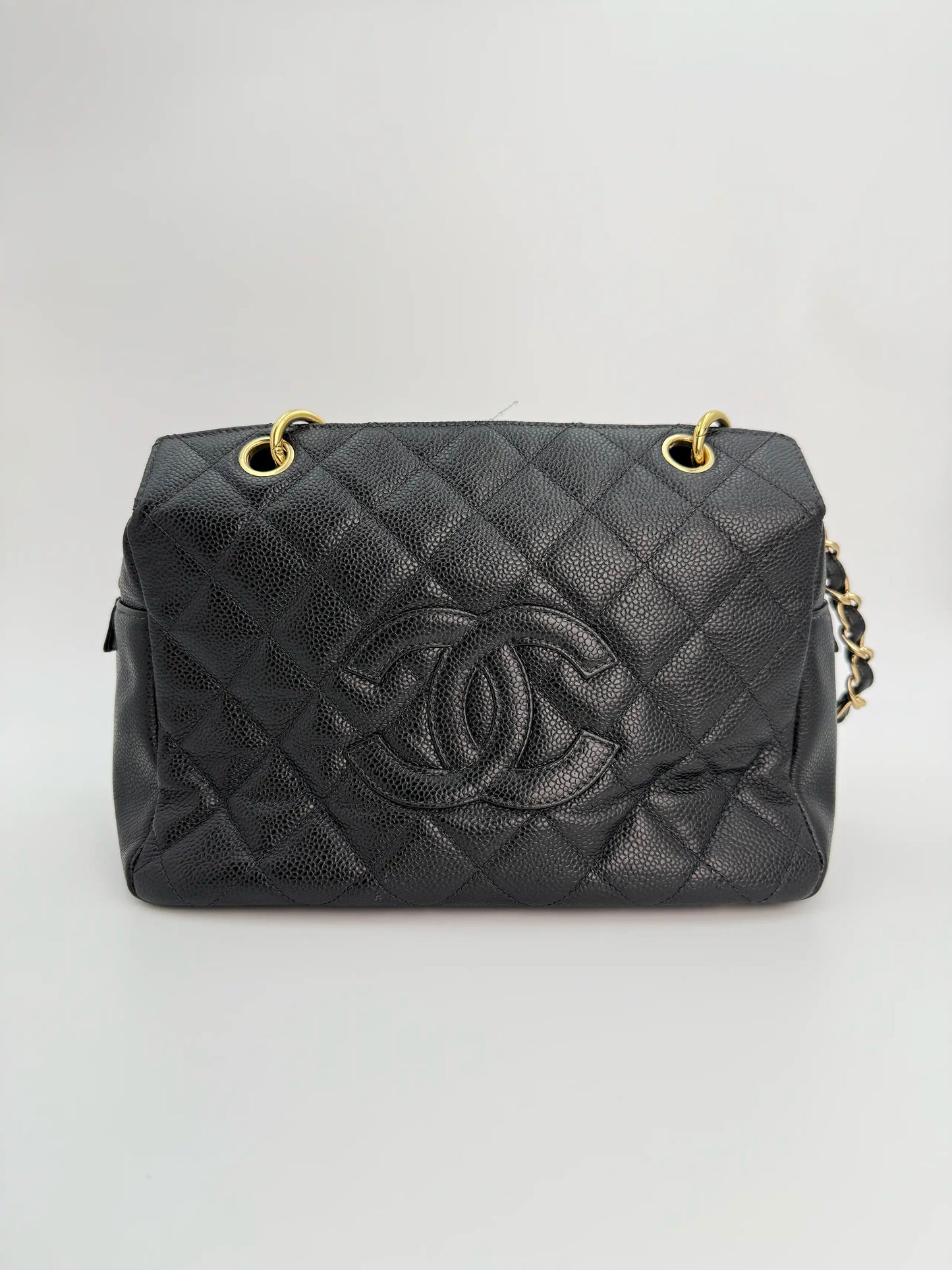 (AJ31) Chanel Black Caviar PTT Tote Bag, Gold Hardware