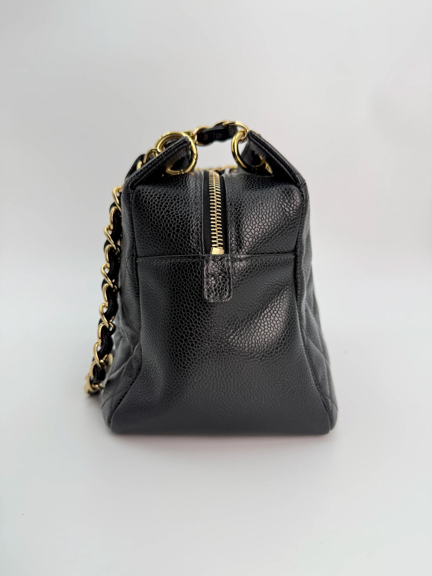 (AJ31) Chanel Black Caviar PTT Tote Bag, Gold Hardware