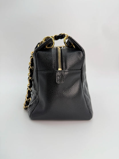(AJ31) Chanel Black Caviar PTT Tote Bag, Gold Hardware