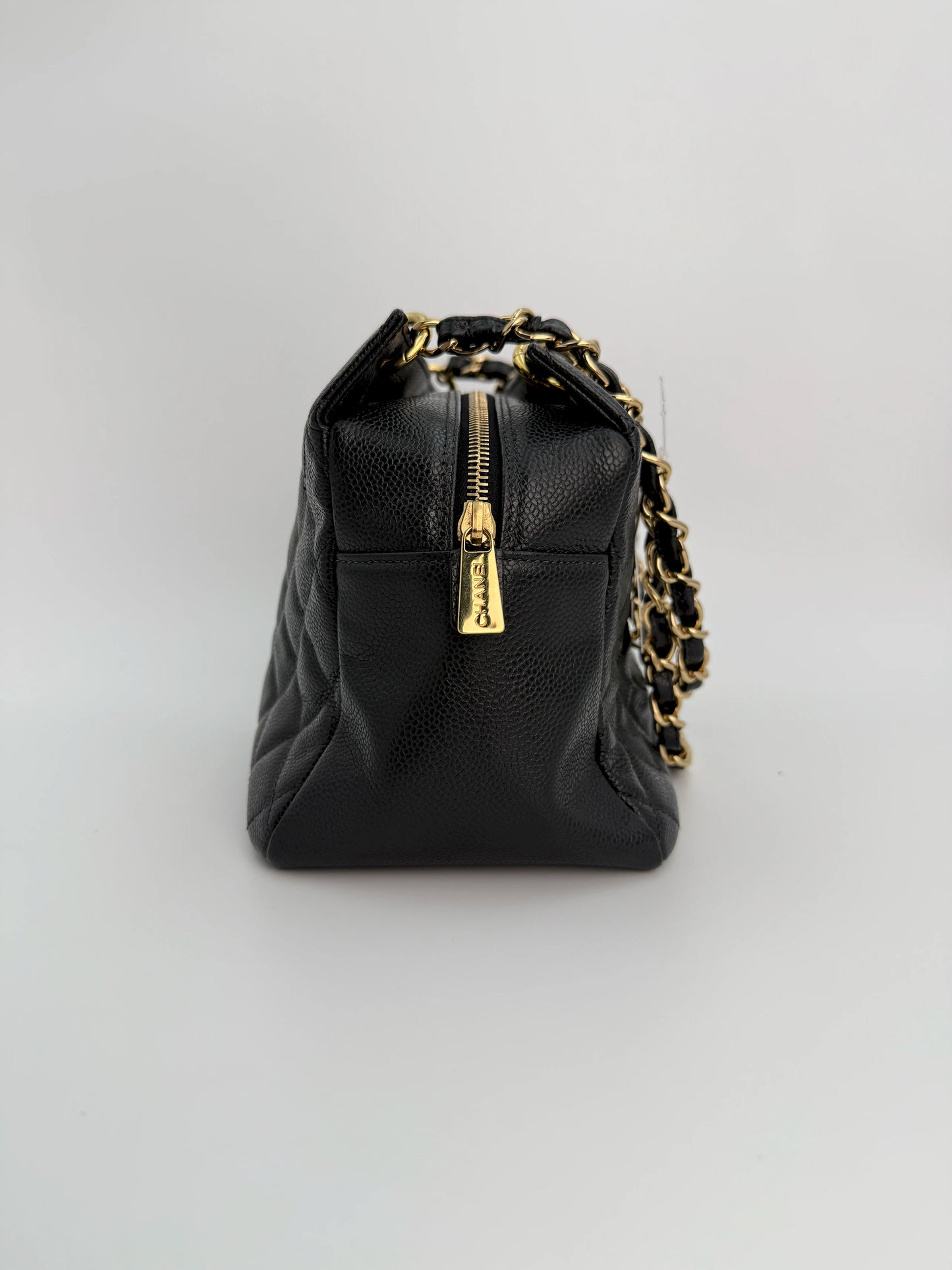 (AJ31) Chanel Black Caviar PTT Tote Bag, Gold Hardware