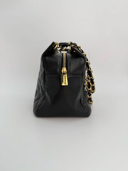 (AJ31) Chanel Black Caviar PTT Tote Bag, Gold Hardware
