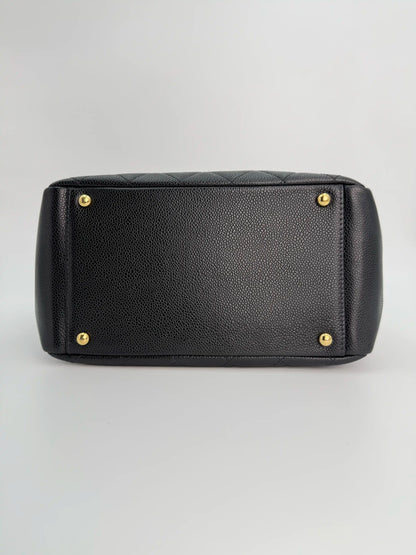 (AJ31) Chanel Black Caviar PTT Tote Bag, Gold Hardware