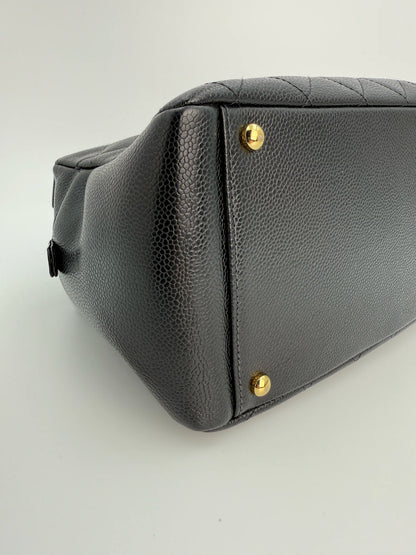 (AJ31) Chanel Black Caviar PTT Tote Bag, Gold Hardware