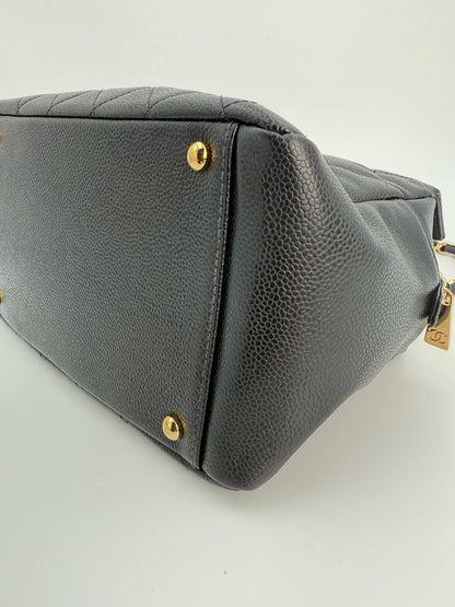 (AJ31) Chanel Black Caviar PTT Tote Bag, Gold Hardware