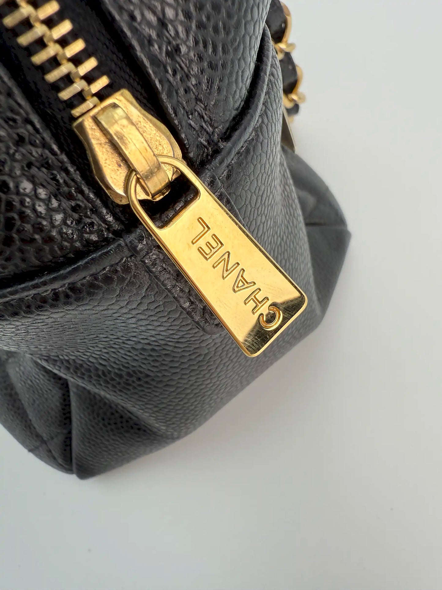 (AJ31) Chanel Black Caviar PTT Tote Bag, Gold Hardware