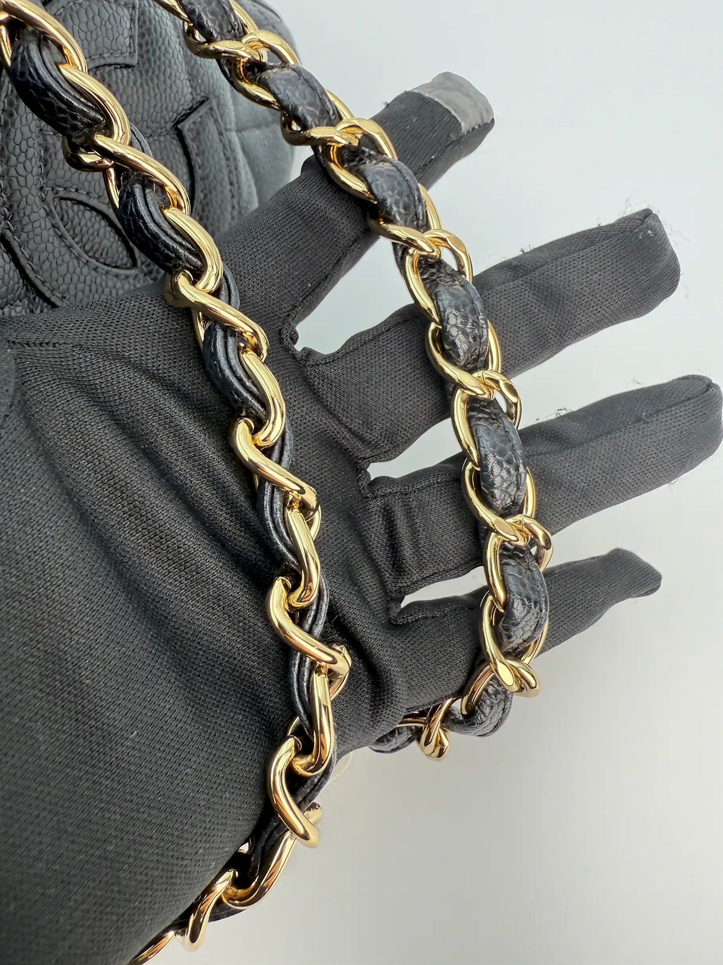 (AJ31) Chanel Black Caviar PTT Tote Bag, Gold Hardware