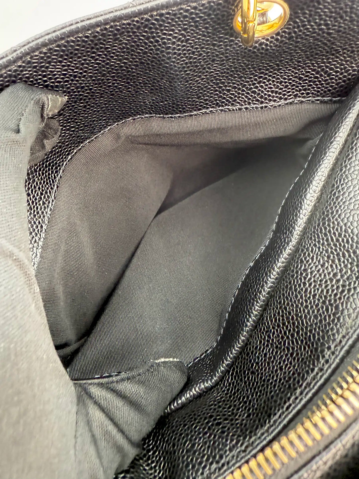 (AJ31) Chanel Black Caviar PTT Tote Bag, Gold Hardware