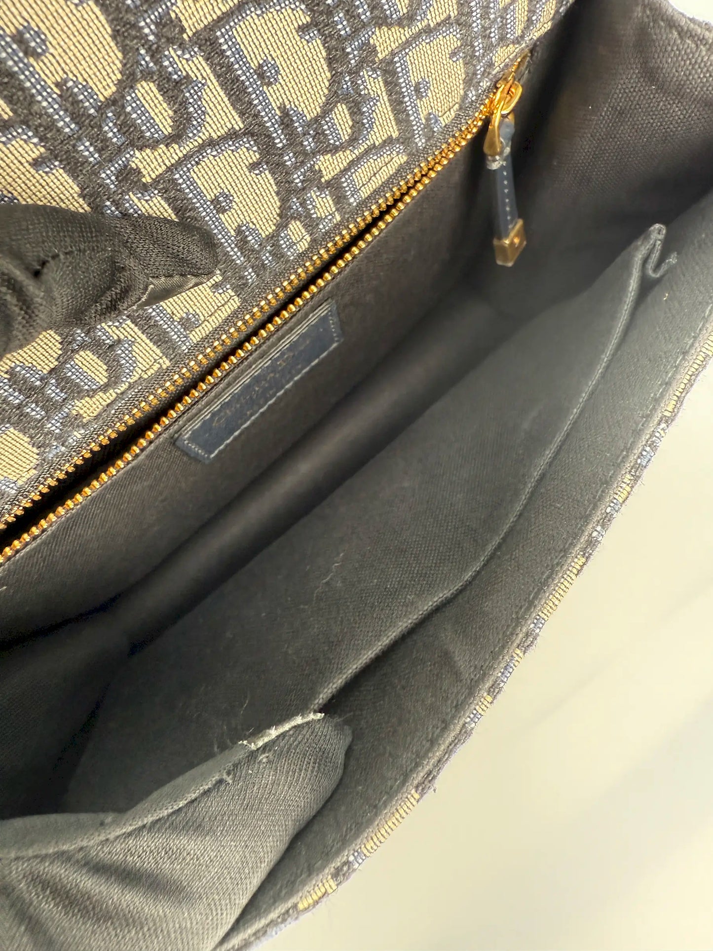 (AJ33) Dior 30 Montaigne Navy Oblique Sling Bag, Gold Hardware