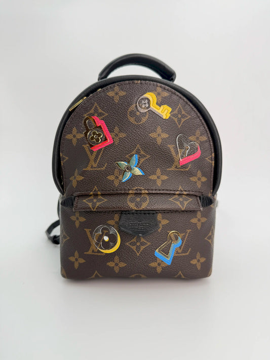 (AJ40) Louis Vuitton Palm Springs Mini Limited Love Lock, Gold Hardware